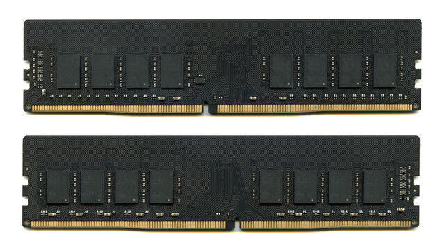 Desktop computer memory. DIMM DDR4 memory modules.