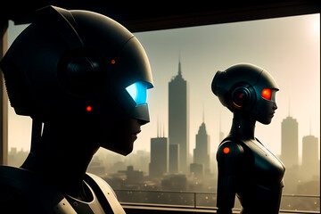 robot concept art illustrtion. Generative ai.