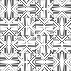 Stylish texture with figures from lines.Abstract geometric black and white pattern for web page, textures, card, poster, fabric, textile. Monochrome graphic repeating design. 