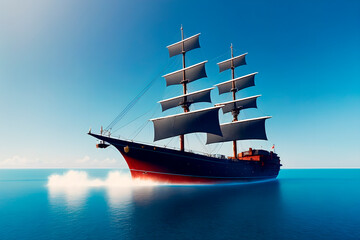 sea ship concept art illustrtion. Generative ai.