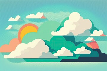 Landscape with clouds and sun