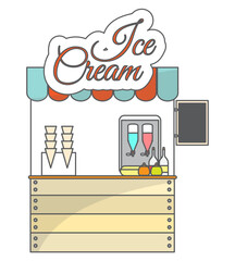 Vector ice-cream local street market flat illustration