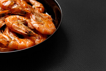 Fried shrimp on a dark background