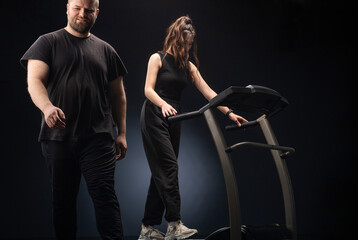 Fototapeta na wymiar Cardio workout in gym, healthy lifestyle,