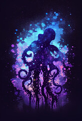 Fototapeta na wymiar abstract Octopus silhouette, generative ai