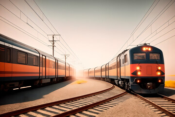 Naklejka premium train concept art illustrtion. Generative ai.