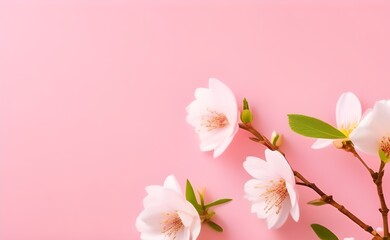 Fototapeta na wymiar cherry blossom on pink background, Generative AI
