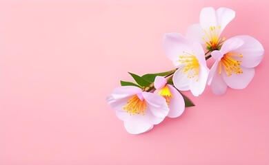 Fototapeta na wymiar white cherry blossom on pink background, Generative AI