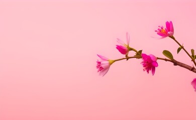 Pink Blossom flower on pink background, generative AI