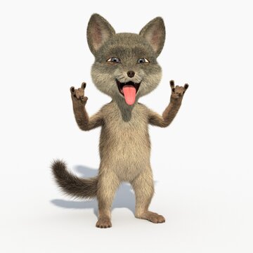 3D rendering of a cartoon wolf cup on an isolated background