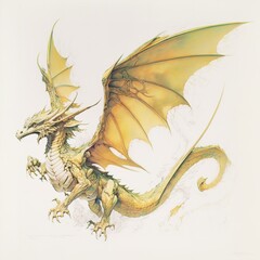 White dragon, medieval fantasy, generative ai