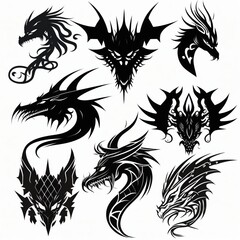 Obraz premium Black dragon, tattoo concept, generative ai