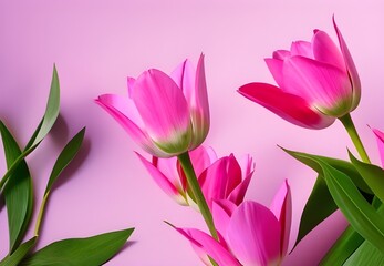 Obraz na płótnie Canvas pink tulips on pink background, Generative Ai