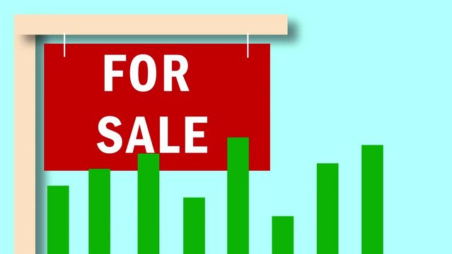 Home for sale sign with graph showing rising prices