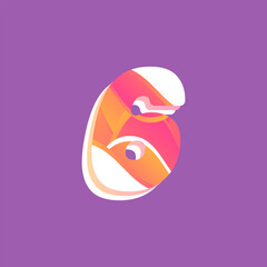 Abstract number 6 vector font alphabet design with colorful gradient smooth.
