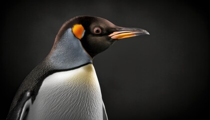 Naklejka premium Penguin close-up on black background. Generative AI