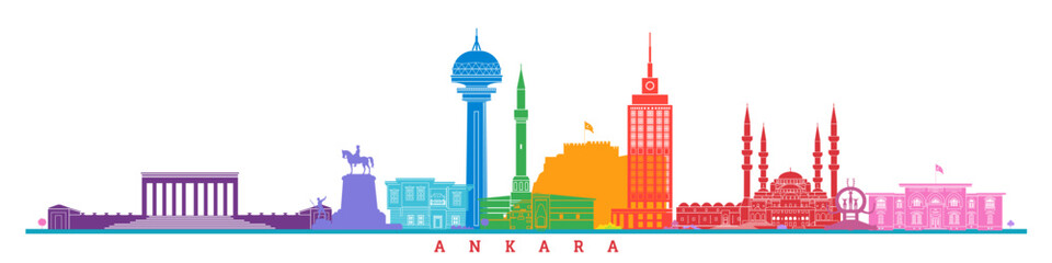 Symbols of Ankara, the capital city of Turkey. Metropolitan architectural monuments. - obrazy, fototapety, plakaty