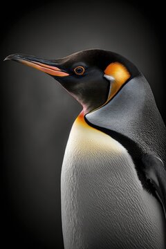 Penguin close-up on black background. Generative AI
