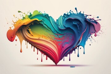 Abstract watercolor heart with splashes