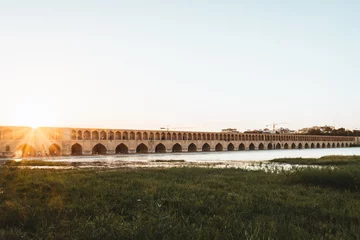 Papier Peint photo autocollant Pont Khadjou Isfahan, Iran - May 2022: SioSe Pol or Bridge of 33 arches, one of the oldest bridges of Esfahan and longest bridge on Zayandeh River