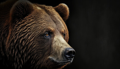 Fototapeta na wymiar Bear close-up on black background. Generative AI