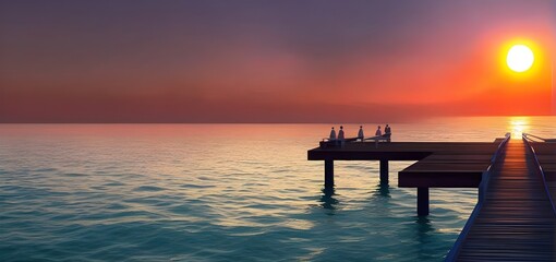 sunset at the pier, Generative Ai