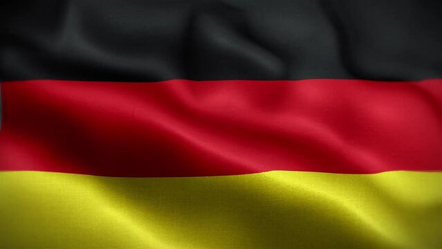 4K Textured Flag of Germany Animation Stock Video - German Flag Waving in Loop  - Highly Detailed Germany Flag Stock Video