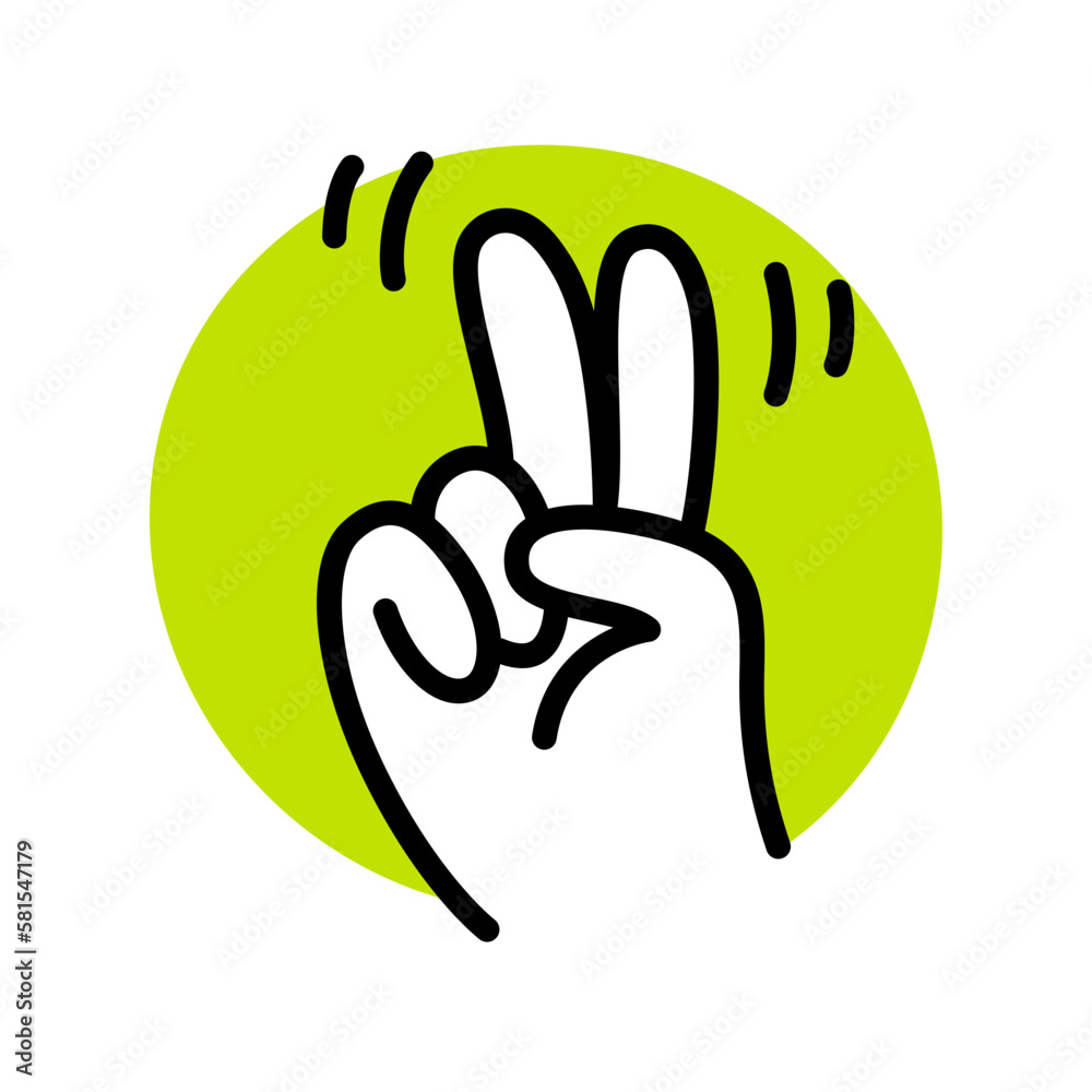 Wall mural peace sign hand gesture, cartoon doodle icon