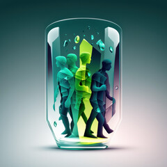 people in glass