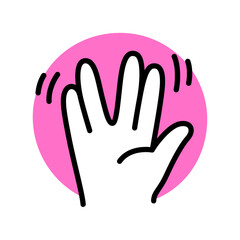 Vulcan salute hand gesture, cartoon doodle icon