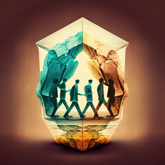 people in glass