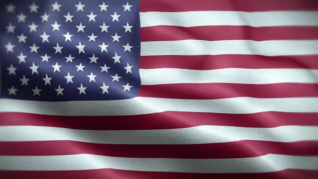4K Textured Flag of United States of America Animation Stock Video - American Flag Waving in Loop  - Highly Detailed USA Flag Stock Video