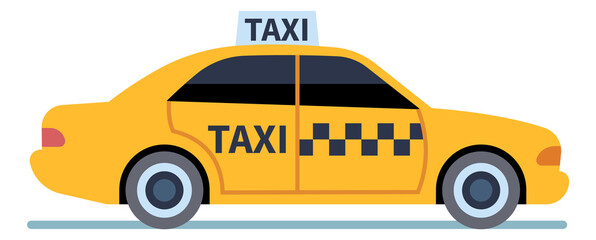 Taxi icon. Yellow checkered cab. Cartoon car © YummyBuum
