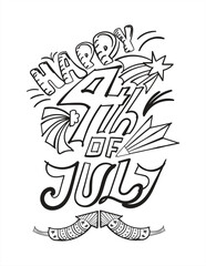 4th of July American Independence Day coloring page for kids and adults, coloring page 