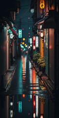 night city street with neons made with Generative AI