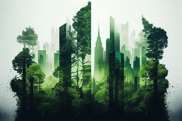 save the green planet, green cities future skyline, created using of AI tool