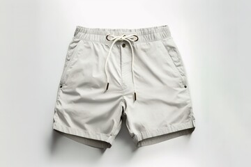 White male summer shorts over white background. Generative AI illustration