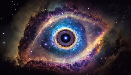 Eye of Providence in Cosmic Space Illuminati Abstract concept Deep Cosmos Background	