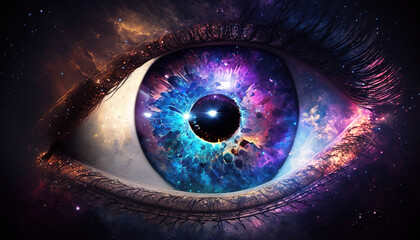 Eye in Cosmic Space Abstract concept Deep Cosmos Background	 - obrazy, fototapety, plakaty