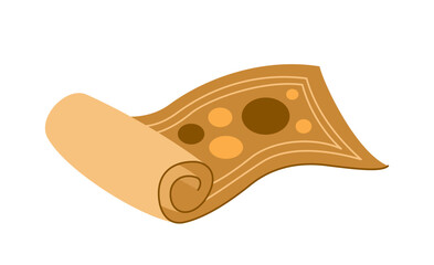 Cartoon wool carpet. Colorful sticker with rug with ornament in modern style. Fabric floor mat. Home interior decoration. Flat vector illustration isolated on white background