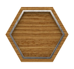 Wood and metal hexagonal panel