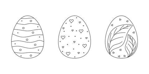 Hand drawn Easter eggs set isolated on white background. Easter eggs in doodle style, isolated on white background. Happy easter. Vector illustration