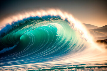 wave concept art illustrtion. Generative ai.