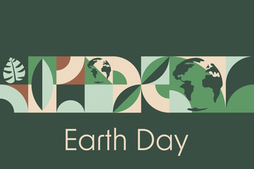 Happy Earth Day. April 22. Holiday concept. Template for background, banner, card, poster with text inscription. Vector EPS10 illustration.