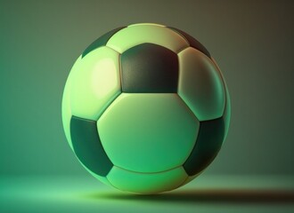 Soccer ball, football on green background. Generative AI.