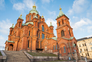 Fototapeta na wymiar .facade building uspensky cathedral church in helsinki finland