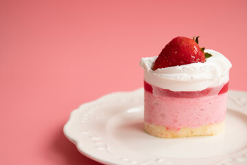 Close up Strawberry Mousse cake