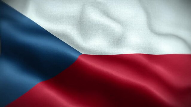 4K Textured Flag of Czechia Animation Stock Video - Czech Republic Flag Waving in Loop - Highly Detailed Czech Flag Stock Video