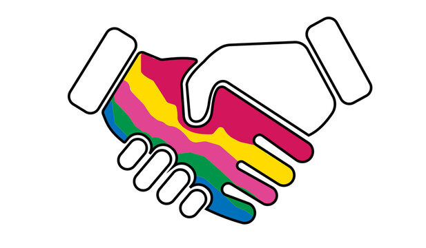 Shake Hand with Diversity Concept, Diversity hand shake icon logo design, hand shake illustration, agreement icon, Diversity multi-ethnic, Multi Cultural concept, Promoting Diversified Culture,  