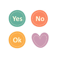 Cute planner design. Stickers with inscriptions yes, no, ok for personal diary or daily planner for organizing time. Decorative elements for notebook. Cartoon flat vector collection isolated on white